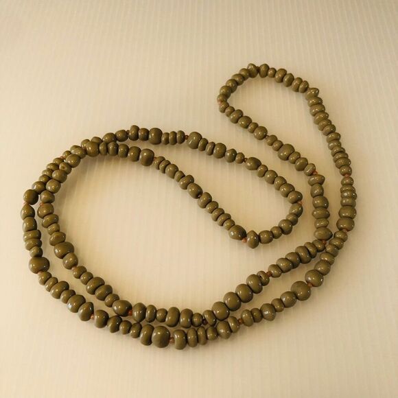 Coastal Beachy Boho Taupe Color Beaded Infinity Necklace - Picture 2 of 7